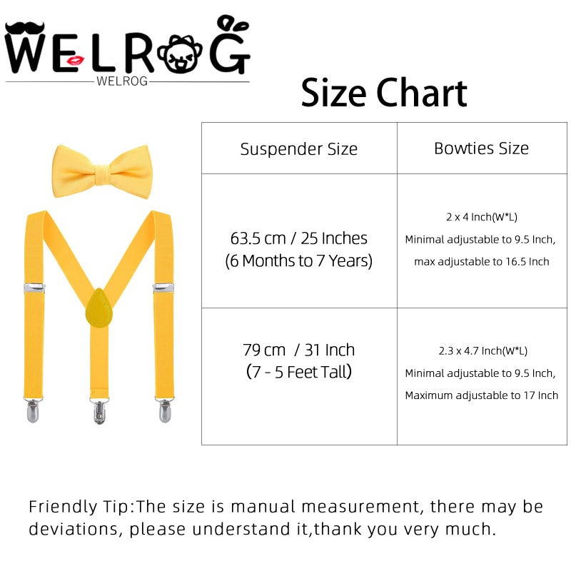 WELROG Kids Suspender Bow Tie Sets - Adjustable Braces With Bowtie Gift Idea for Boys and Girls (Yellow) - Image 3